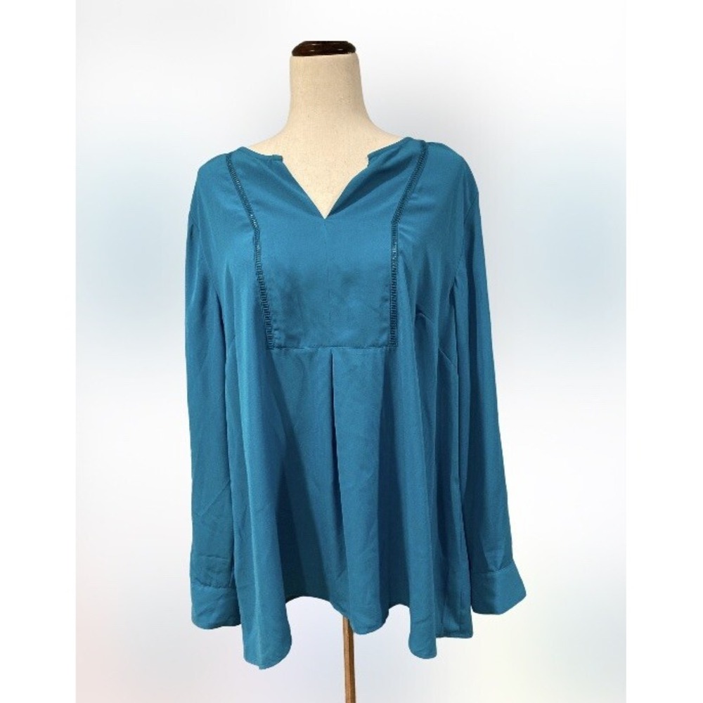 Size 18 20 Lane Bryant Shirt Womens Blouse Aqua Blue/Green Casual Business